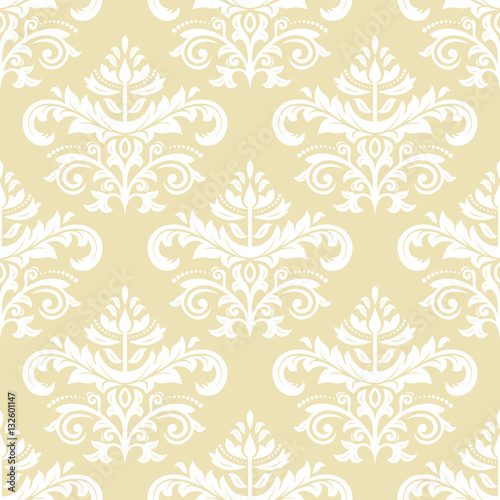 Oriental vector classic golden and white pattern. Seamless abstract background with repeating elements. Orient background