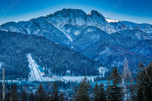 Giewont peak at dawn in Zak...