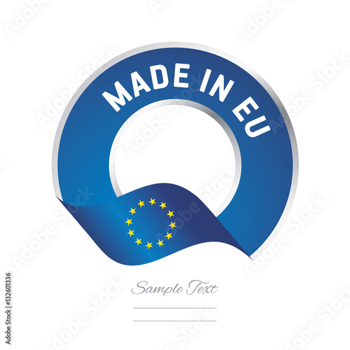 Made in EU flag blue color label button banner