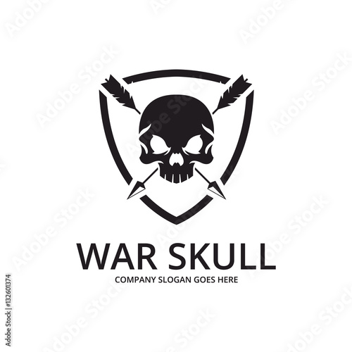 Skull logo. War skull logotype 