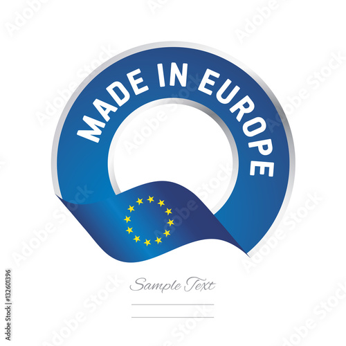Made in Europe flag blue color label button banner