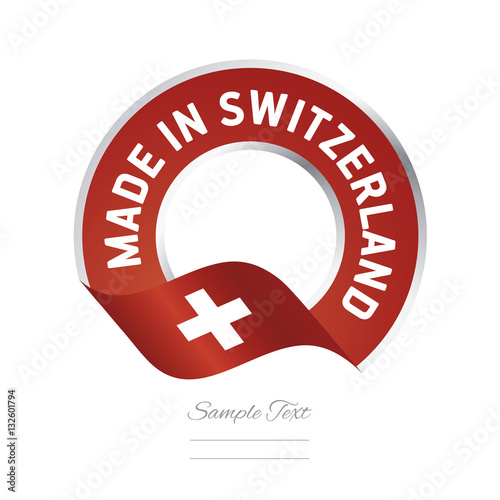 Made in Switzerland flag red color label button banner