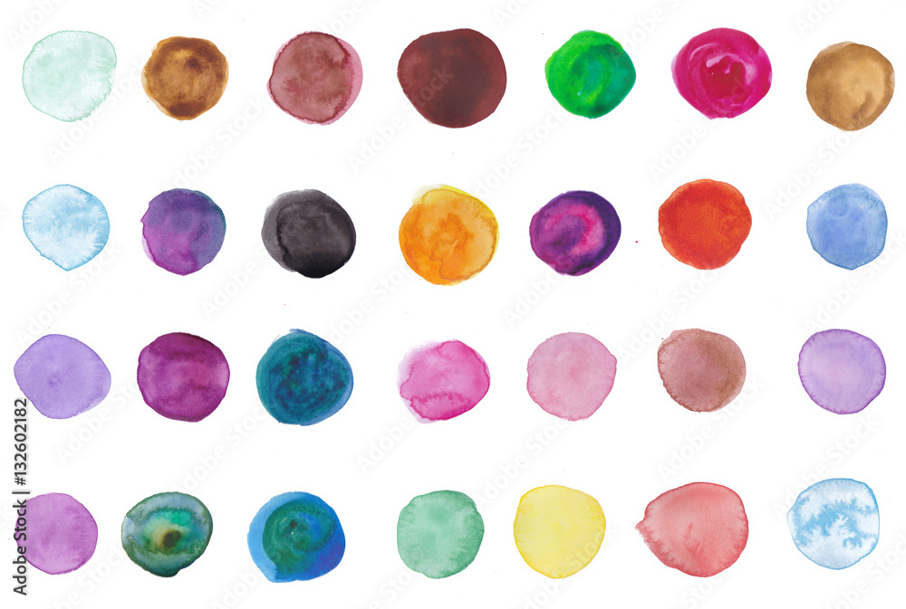 Watercolor hand painted circle shape design elements Watercolor hand painted circle shape design elements