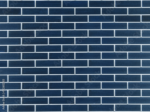 Navy blue bricks wall, fence, background. Decorative blocks wallpaper © Sun-flower
