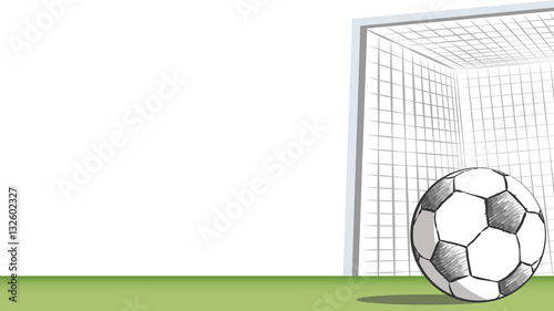 Football field with goal. Soccer drawing in doodle style, Football moments for tournament.