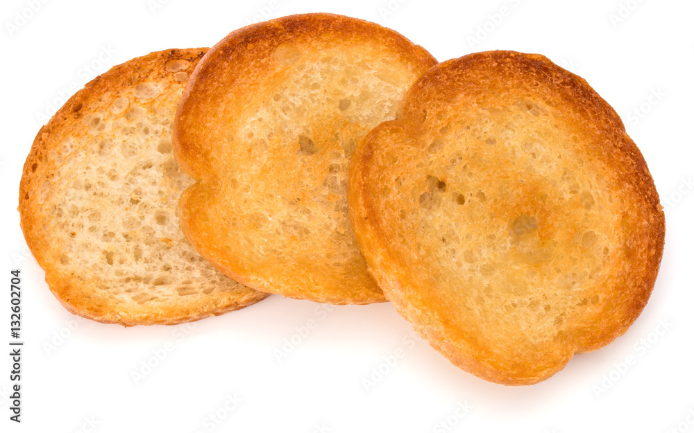 crusty bread toast slices isolated on white background cutout