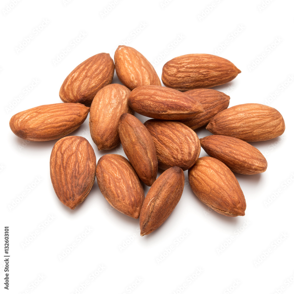 almond nuts isolated on white background close up almond nuts isolated on white background close up