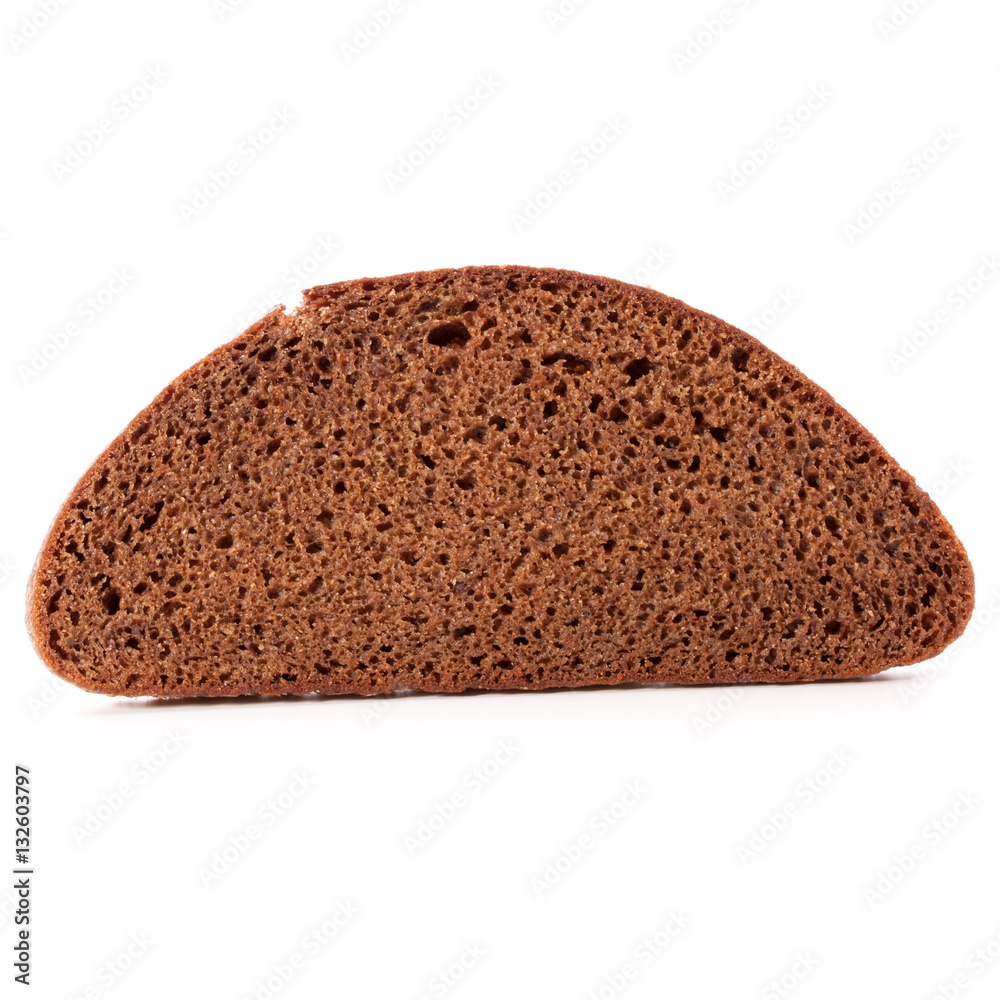Slice of fresh rye bread isolated on white background cutout Slice of fresh rye bread isolated on white background cutout