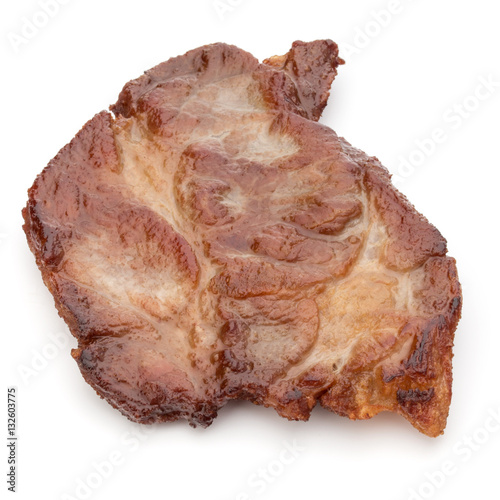Cooked fried pork meat isolated on white background cutout