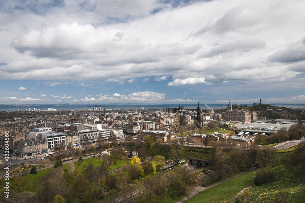 The rooftops of Edinburgh from the castle ramparts looking across the Firth of Forth. The rooftops of Edinburgh from the castle ramparts looking across the Firth of Forth.