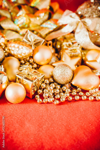 Christmas background with gold christmas decoration