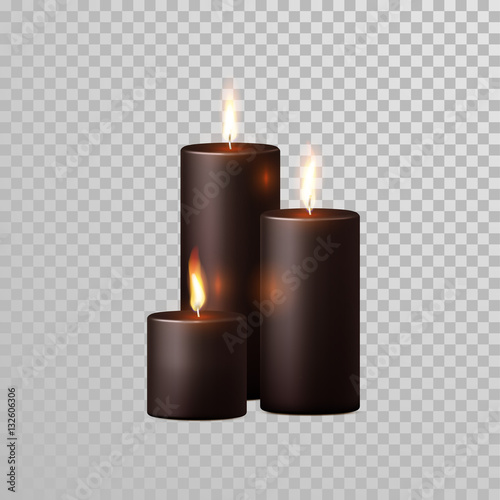 Brown decorative candle light vector isolated set