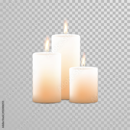 Burning candles wicks vector isolated set