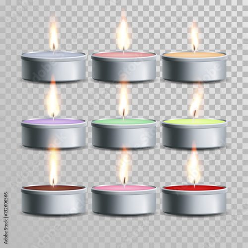 Decorative aromatic tealight candles vector set
