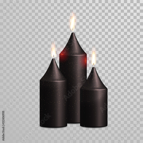 Decorative black golden glitter candle vector isolated set