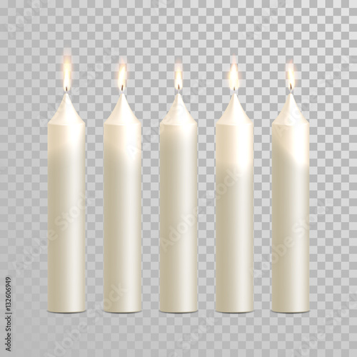 Decorative candle white vector isolated set