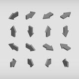 Set of isometric arrows gray.