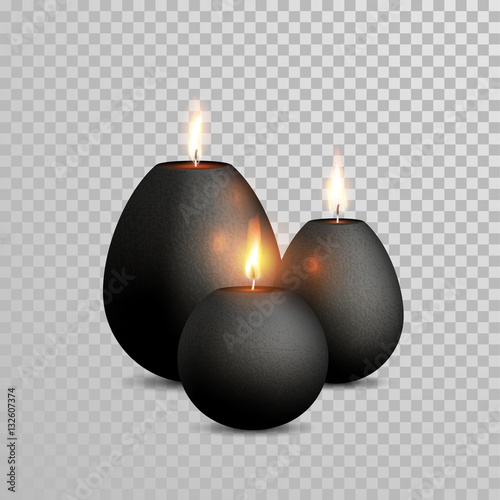 Spa decorative black brown aroma candle vector isolated set