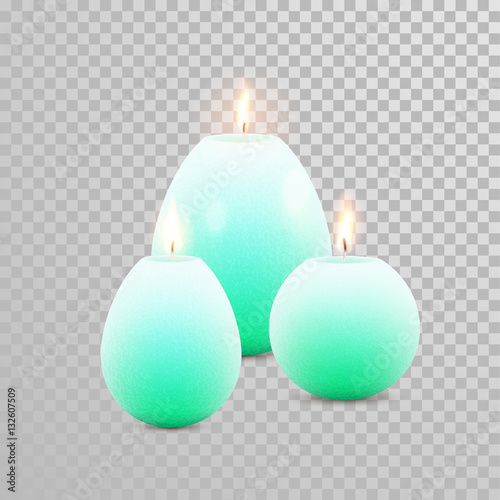 Celebration candle set of green vector candles