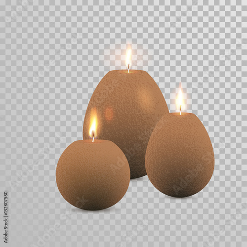 Decorative brown candle white pearl color vector