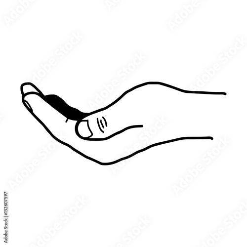 illustration vector doodle hand drawn of open hand giving or rec