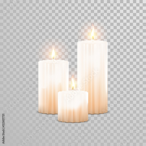 Decorative candle white pearl color vector