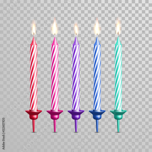 Birthday cake candles color vector set