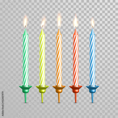 Birthday candles for wedding cake color vector candle set