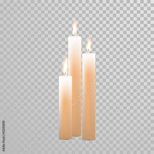 Decorative candle white pearl color vector
