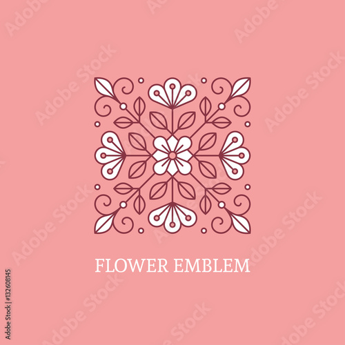 Square floral logo template