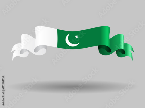 Pakistani wavy flag. Vector illustration.