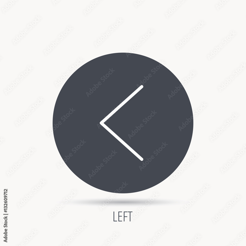 Left arrow icon. Previous sign. Back direction symbol. Round web button with flat icon. Vector Left arrow icon. Previous sign. Back direction symbol. Round web button with flat icon. Vector