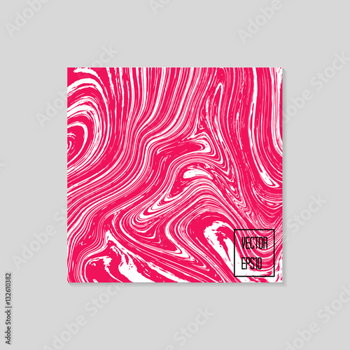 Abstract card with liquid lines. Marble effect. Vector illustration.