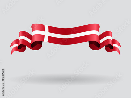 Danish wavy flag. Vector illustration.