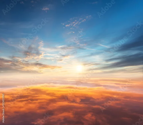 Obraz Piękny zachód słońca nad chmurami