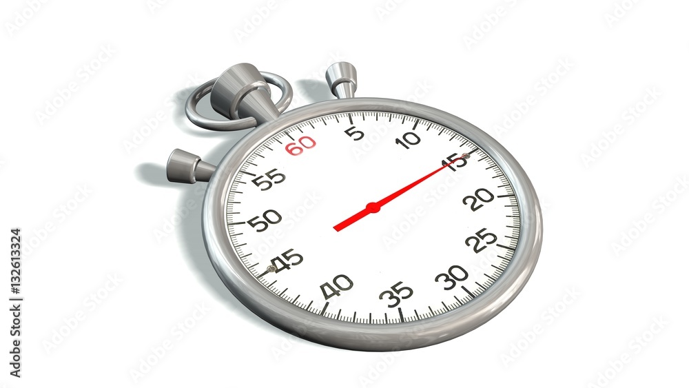 Classic stopwatch with red pointer on 15 second - isolated on white background Classic stopwatch with red pointer on 15 second - isolated on white background