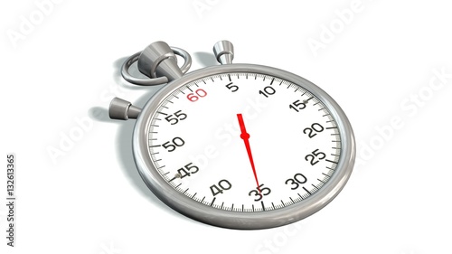 Classic stopwatch with red pointer on 35 second - isolated on white background