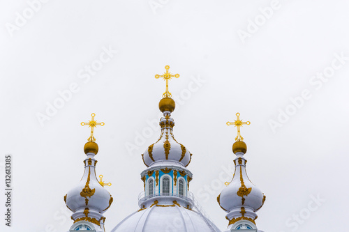 The domes of the Smolny Cathedral of the resurrection in St. Pet