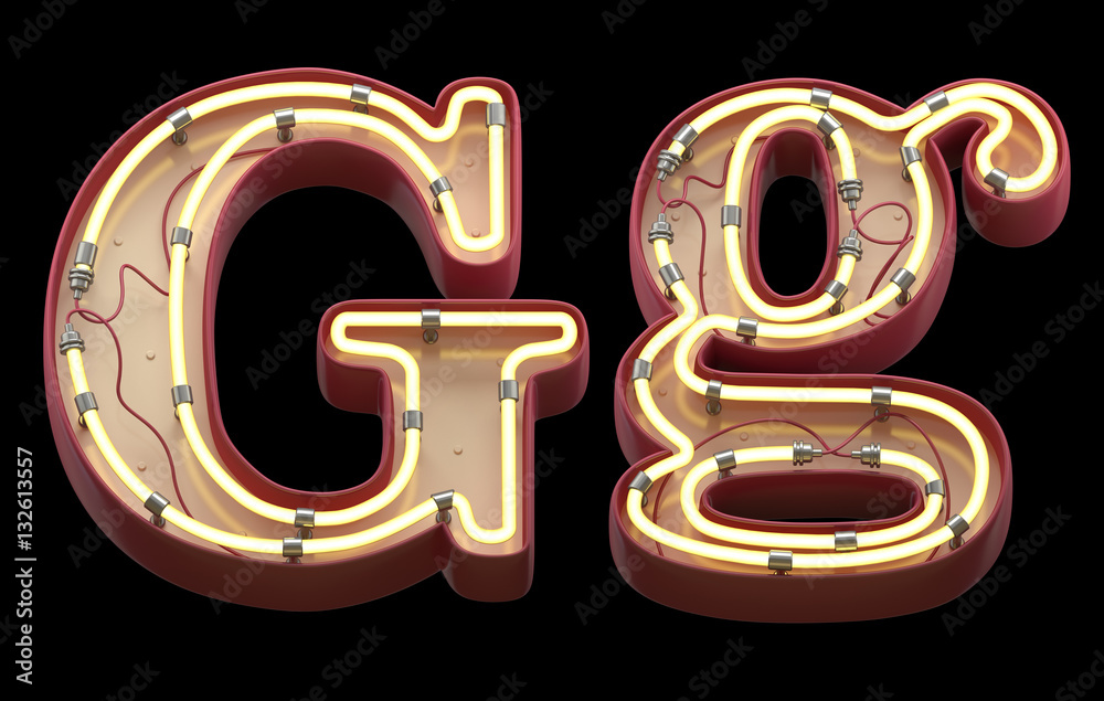 Sign neon font. Sign neon font.