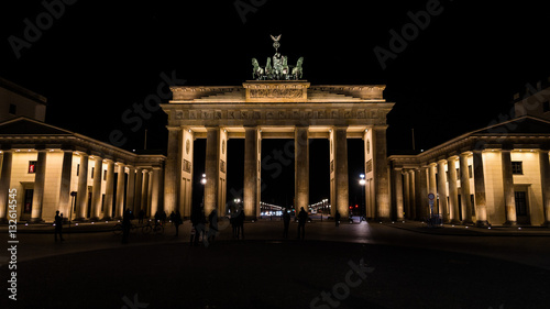 Illuminated Brandenburg Gate at night in Berlin  capital of Germany