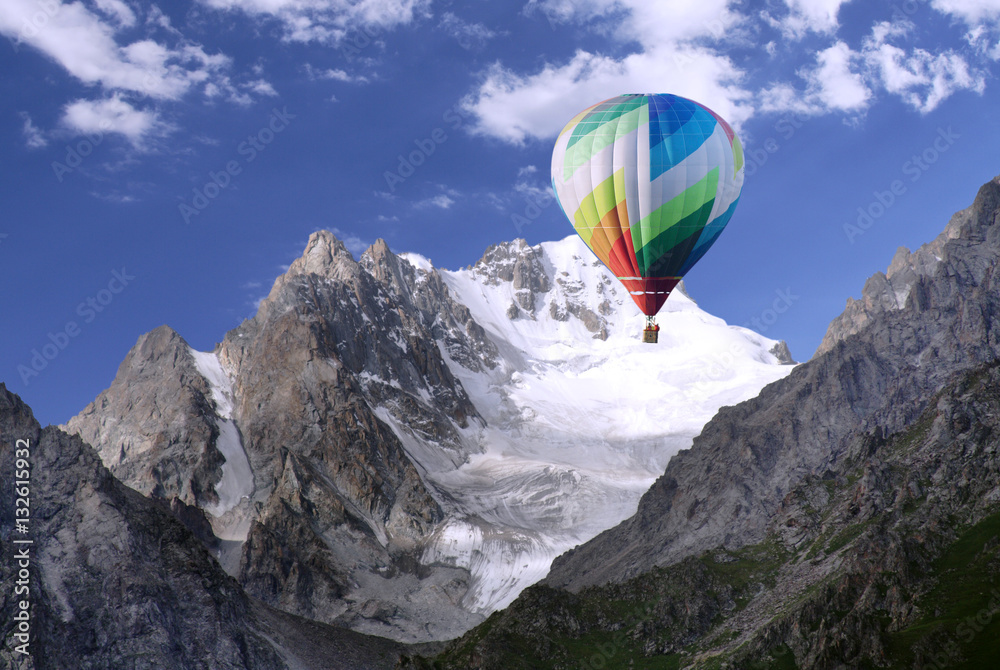 balloon aerostat over the mountains