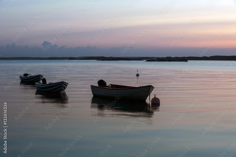 Naklejka premium Three boats moored