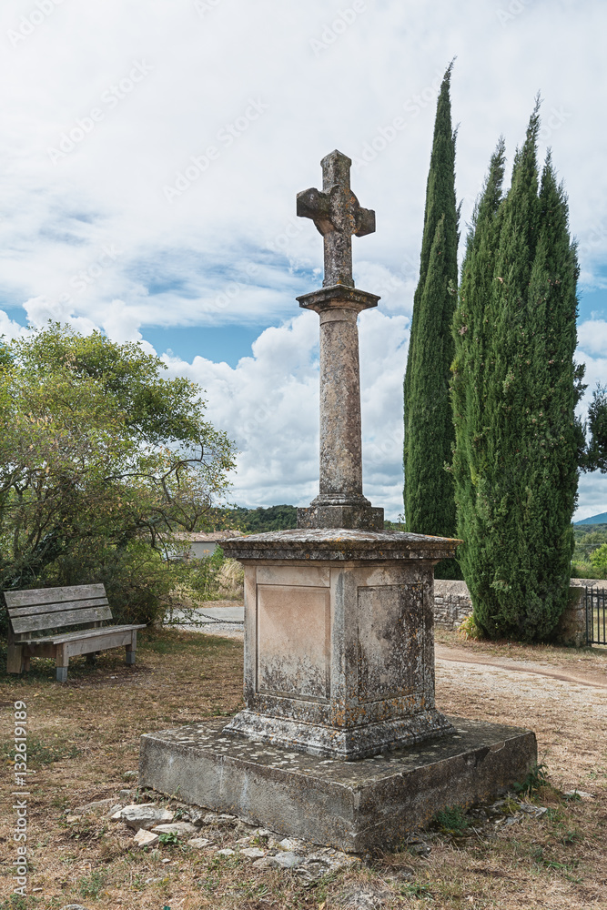 Image of cemetery near the Romanesque church of Saint Pierre in Larnas from the twelfth century