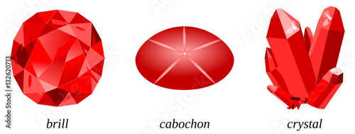 Ruby gemstone and crystal - vector illustration