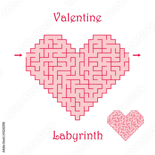Vector Valentine Labyrinth. Maze / Labyrinth with entry and exit.