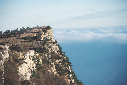 Rocky Mountains cliff and clouds Landscape Travel aerial view serene scenery wild nature © EVERST