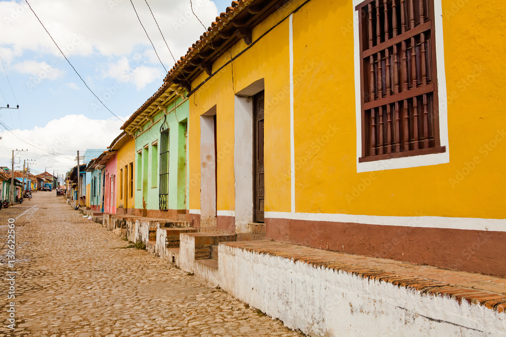 Colorful traditional houses in the colonial town Trinidad, Cuba
