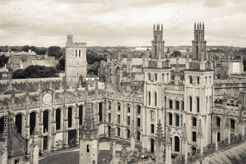 All Souls College, Oxford University, Oxford, UK. Black and whit