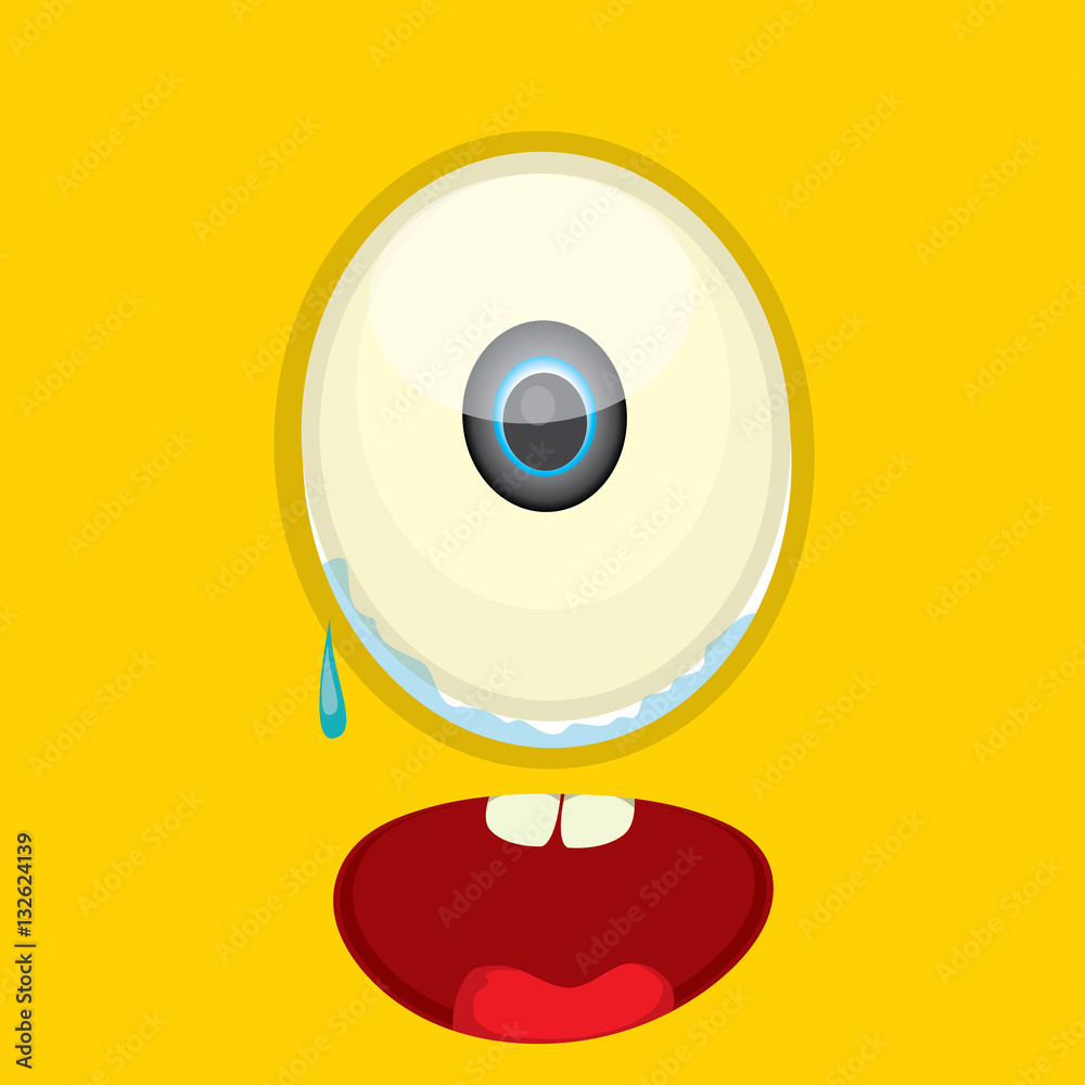 vector orange funny monster face.