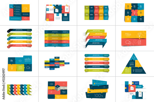 Big set of tables, schedules, banners. Step by step infographic.